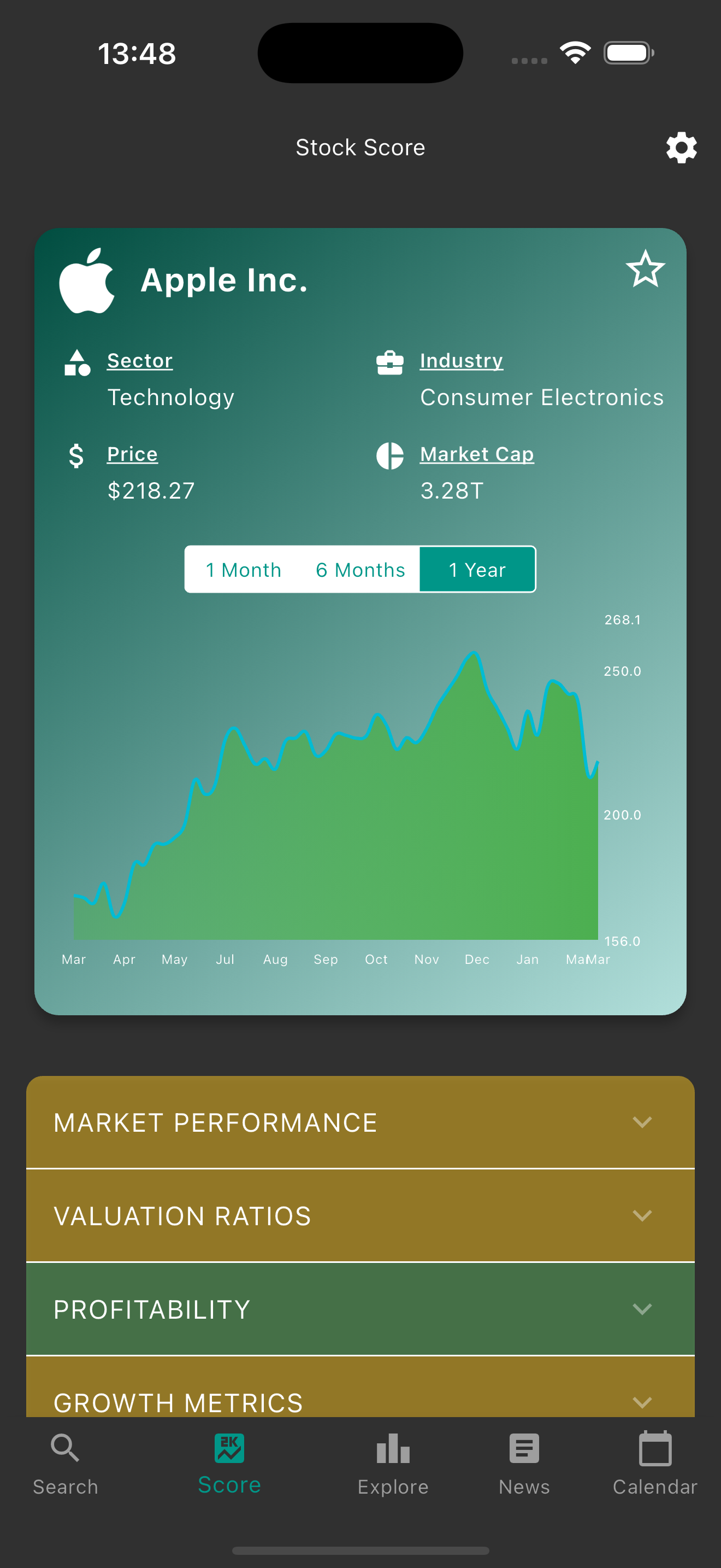 Stock Score Interface